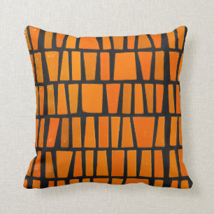 Almofada Padrão tribal africano laranja e preto