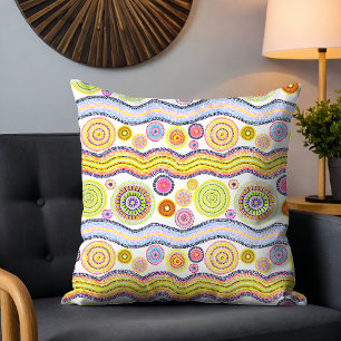 Almofada Padrão Tribal Australiano Moderno Amarelo