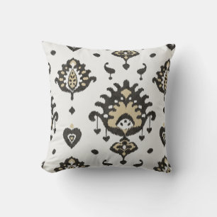 Almofada Padrão tribal branco preto-branco-bege moderno