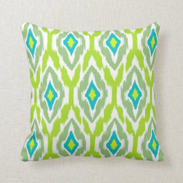 Almofada Padrão tribal Ikat do verde limão moderno 1a