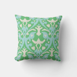 Almofada Padrão tribal ikat verde azul moderno e ousado