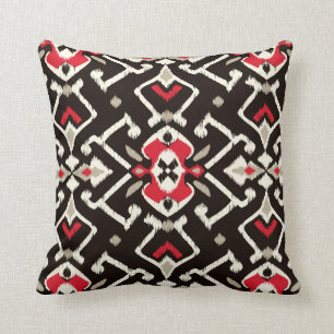 Almofada Padrão tribal preto-vermelho-branco-chic