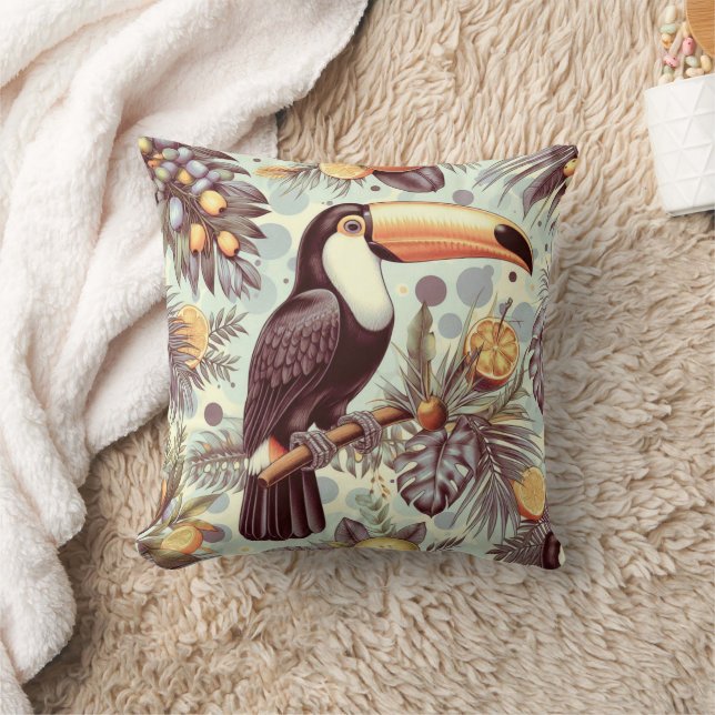 Almofada Padrão tropical Vintage Toucan (Cobertor)