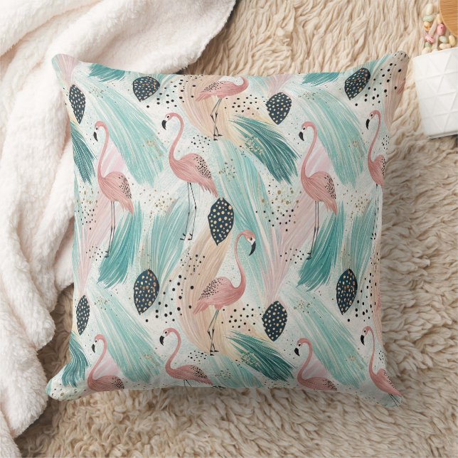Almofada Padrão Tropical Watercolor Flamingo (Cobertor)