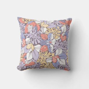 Almofada Padrão trópico uniforme com orquídea e monstera l