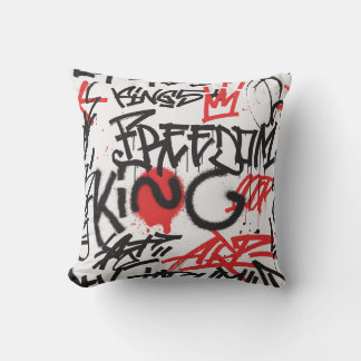 Almofada Padrão uniforme de grafite em preto e vermelho i