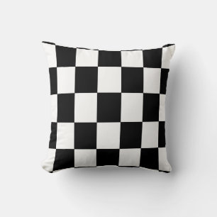 Almofada Padrão Verificado - Branco preto