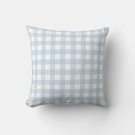 Almofada Padrão Verificado de Gingham Básico Azul de Denim 