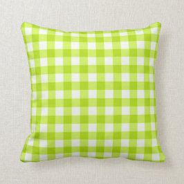 Almofada Padrão Verificado de Gingham Básico do verde limão