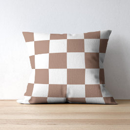 Almofada Padrão verificado em branco e Mocha Mousse
