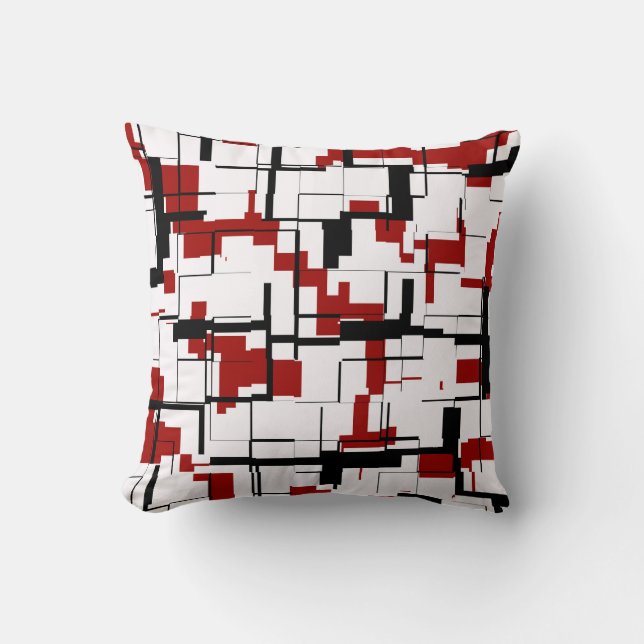 Almofada Padrão Vermelho Branco Preto da Camo Digital (Frente)