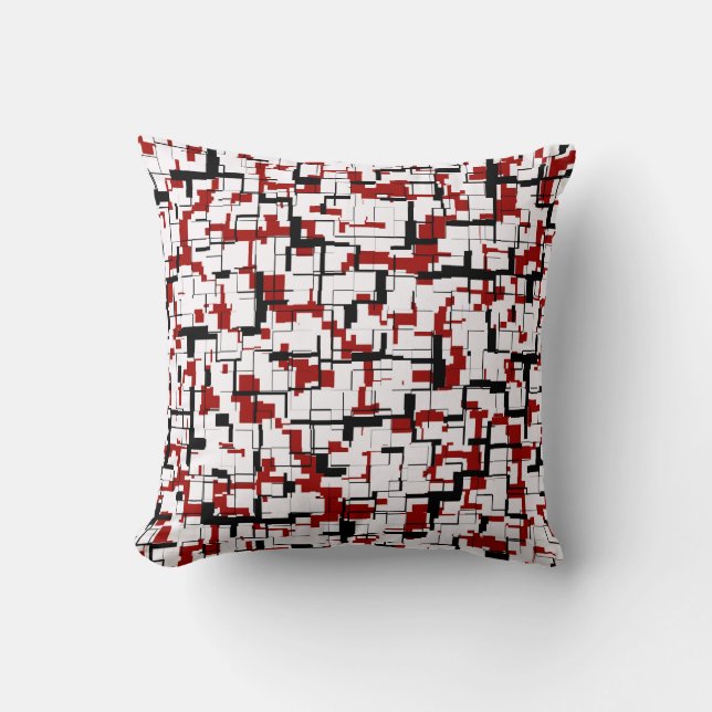 Almofada Padrão Vermelho Branco Preto da Camo Digital (Frente)