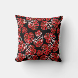 Almofada Padrão Vermelho e Preto - Lagartixas e Folhas