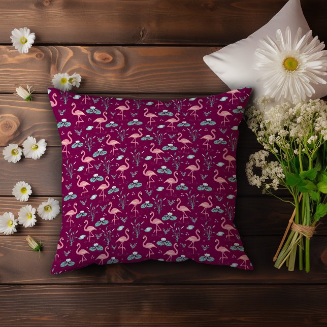 Almofada Padrão vermelho-rosa Flamingo (Criador carregado)