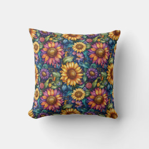 Almofada Padrão Vibrante da Sonda Floral Boêmia