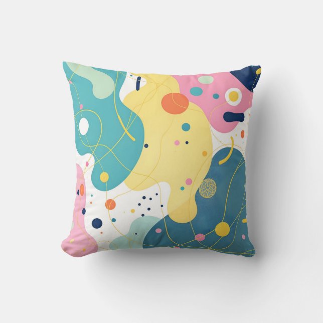 Almofada Padrão Vibrante de Formas Orgânicas Abstrato (Frente)