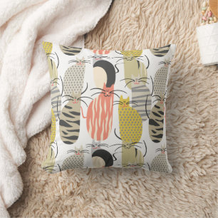 Almofada Padrão Whimsical de Gatos Felizes