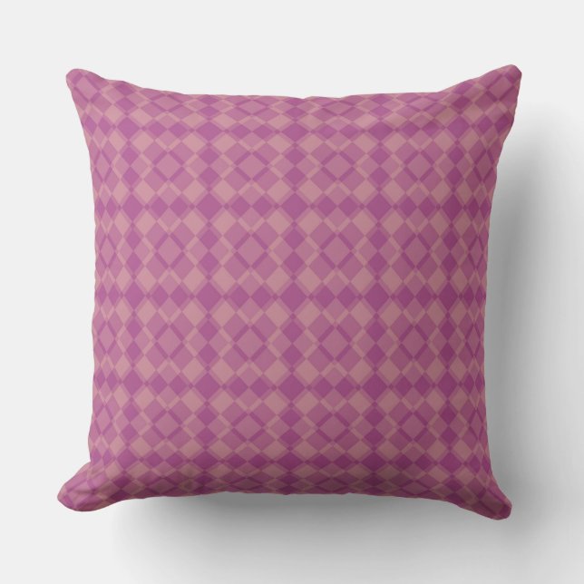 Almofada Padrão Xadrez Argyle Rosa Roxo (Frente)