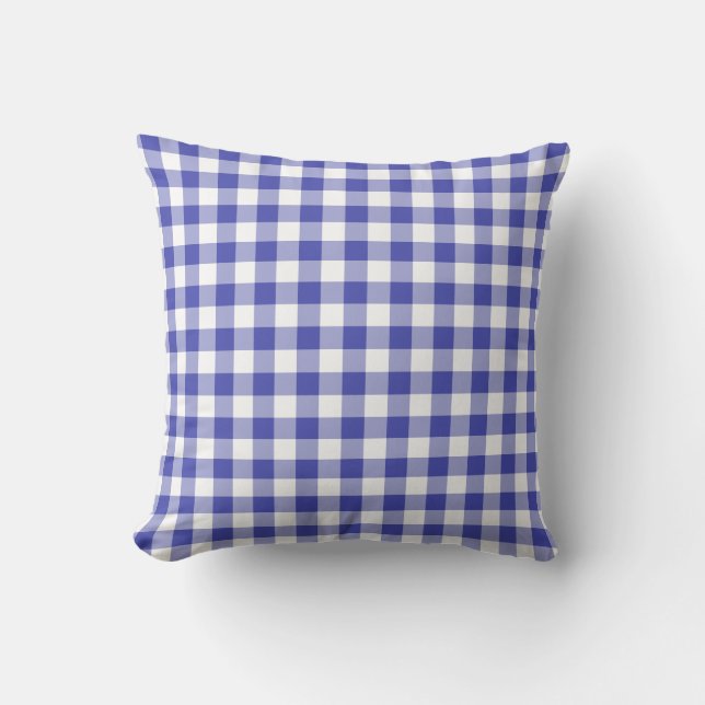 Almofada Padrão Xadrez Azul e Branco (Frente)
