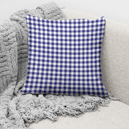Almofada Padrão Xadrez Azul Moderno