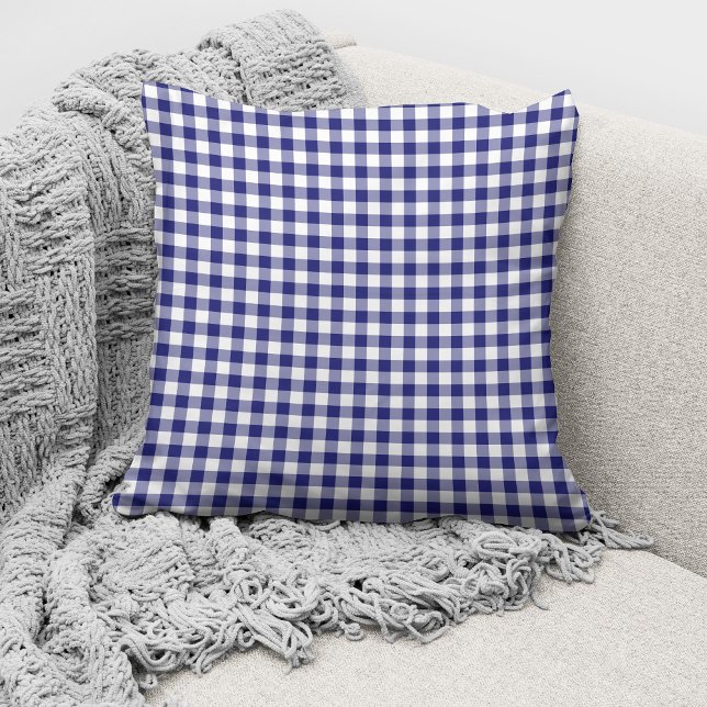 Almofada Padrão Xadrez Azul Moderno (Criador carregado)
