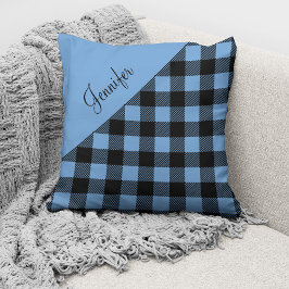 Almofada Padrão Xadrez Azul Personalizado