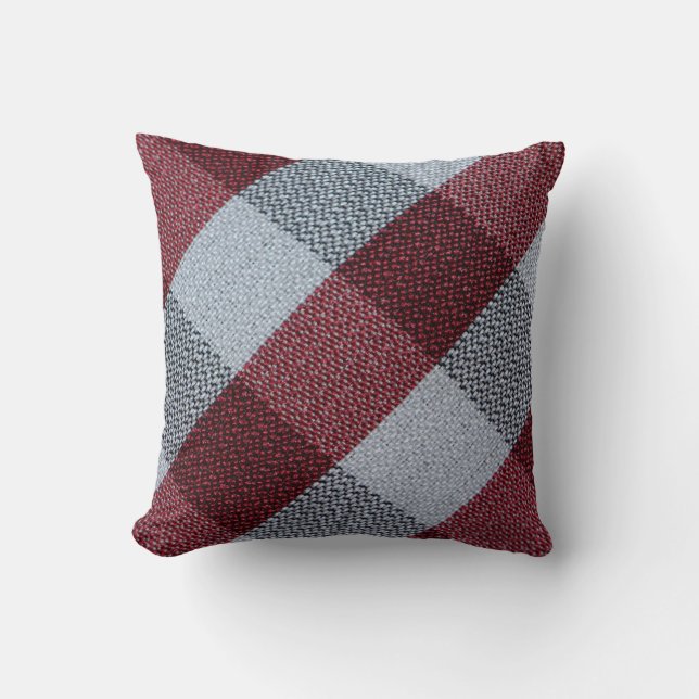 Almofada Padrão Xadrez Búfalo Vermelho de Natal (Frente)