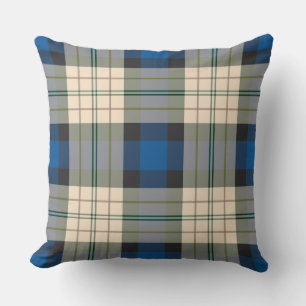 Almofada Padrão xadrez de Tartan - bege azul tradicional