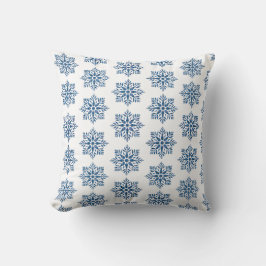 Almofada Padrão Xadrez Floco de Neve Azul Feriado