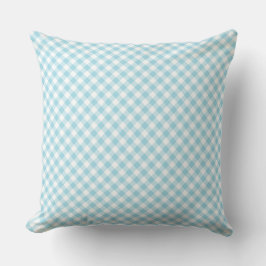 Almofada Padrão Xadrez Gingham Diagonal Branco Azul Claro