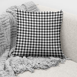 Almofada Padrão Xadrez Gingham Preto E Branco Rústico