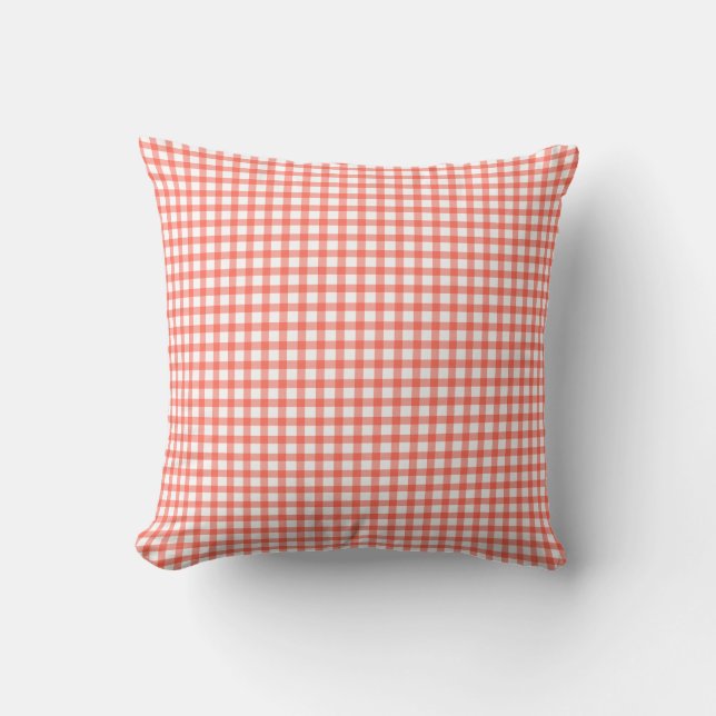 Almofada Padrão xadrez gingham vermelho fofo retrô (Frente)