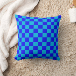 Almofada Padrão Xadrez Monocromático Azul