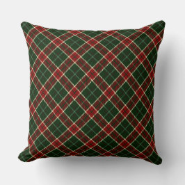 Almofada Padrão Xadrez Natalino Vermelho, Creme e Verde