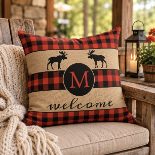 Almofada Padrão Xadrez Personalizado Vermelho Preto Buffalo