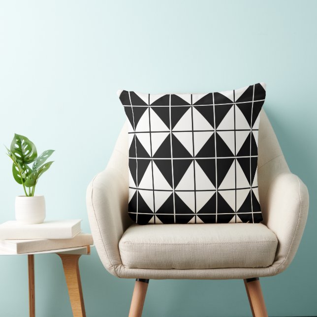 Almofada Padrão Xadrez Preto e Branco (Cadeira)