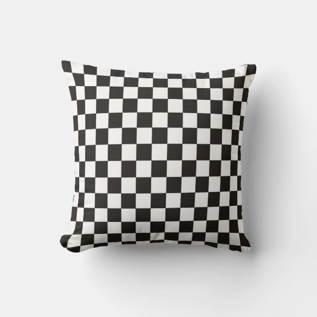 Almofada Padrão Xadrez Preto e Branco (Frente)