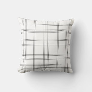 Almofada Padrão Xadrez Preto e Branco Minimalista Moderno