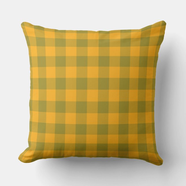 Almofada Padrão Xadrez Quadriculado Verde Amarelo (Frente)
