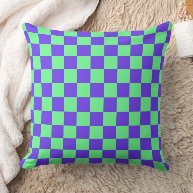 Almofada Padrão Xadrez Roxo e Verde (Cobertor)