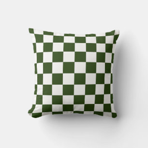 Almofada Padrão Xadrez Verde Branco Retro dos Anos 60