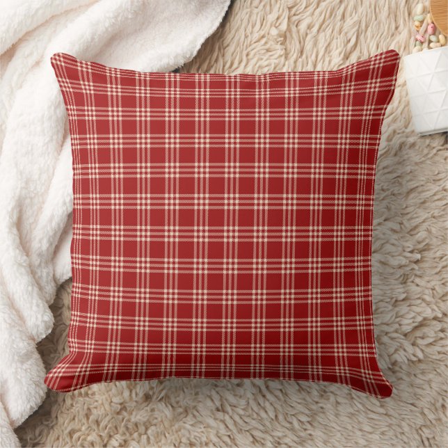 Almofada Padrão xadrez vermelho (Cobertor)