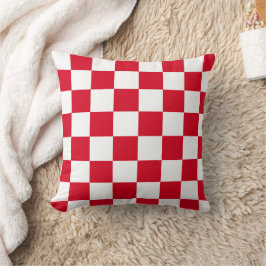 Almofada Padrão Xadrez Vermelho e Branco
