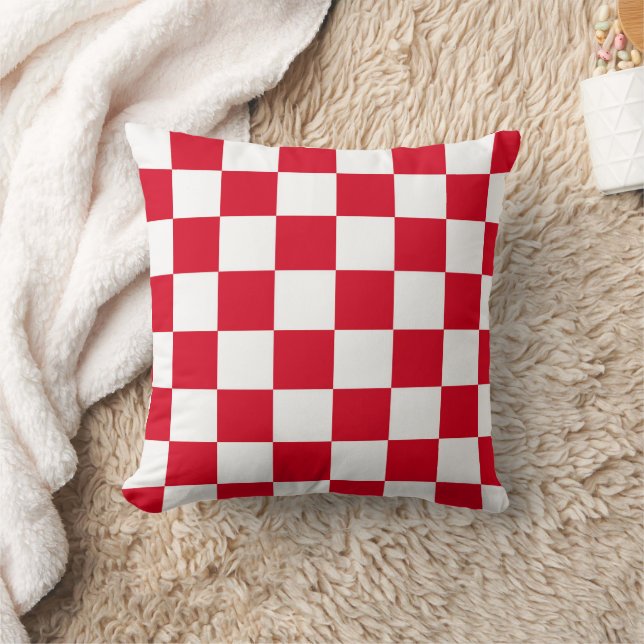 Almofada Padrão Xadrez Vermelho e Branco (Cobertor)