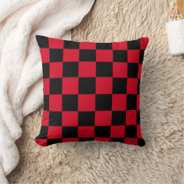 Almofada Padrão Xadrez Vermelho e Preto