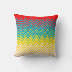Almofada Padrão Zigzag Exclusivo do Chic Amarelo Vermelho A