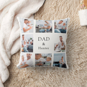 Almofada Padre pai bebê foto foto colagem de nome branco