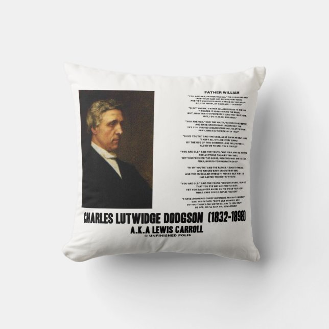 Almofada Padre William Charles L. Dodgson Lewis Carroll (Frente)