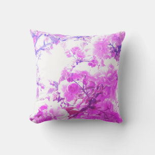 Almofada Padrões Artísticos Florais Cerejeira Roxo Rosa Sak