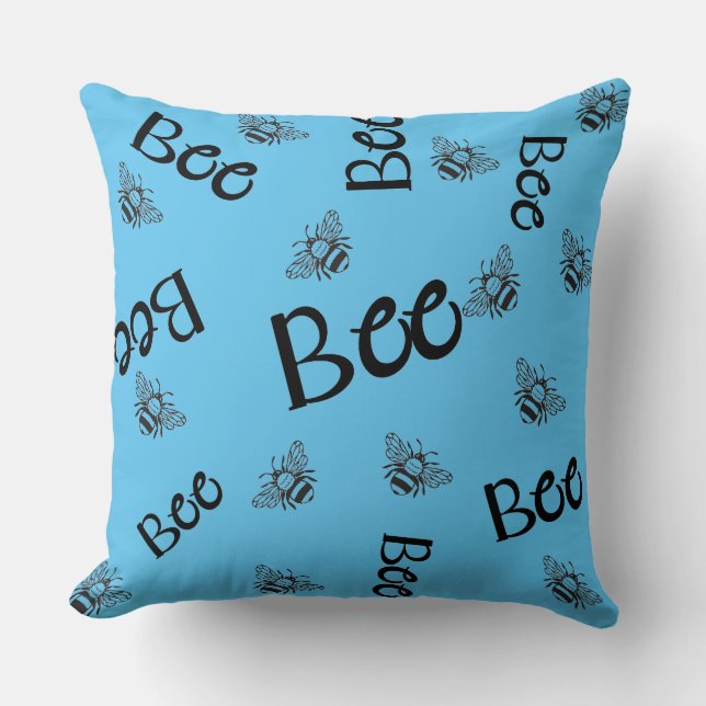 Almofada padrões de abelhas voando por todo o lado (Frente)